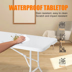 8 Foot Bi-Fold Outdoor Folding Table, White