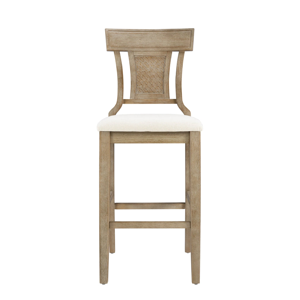 Linon Bar Stool 30 inch Rustic Brown Finish With Beige Fabric - Rylan