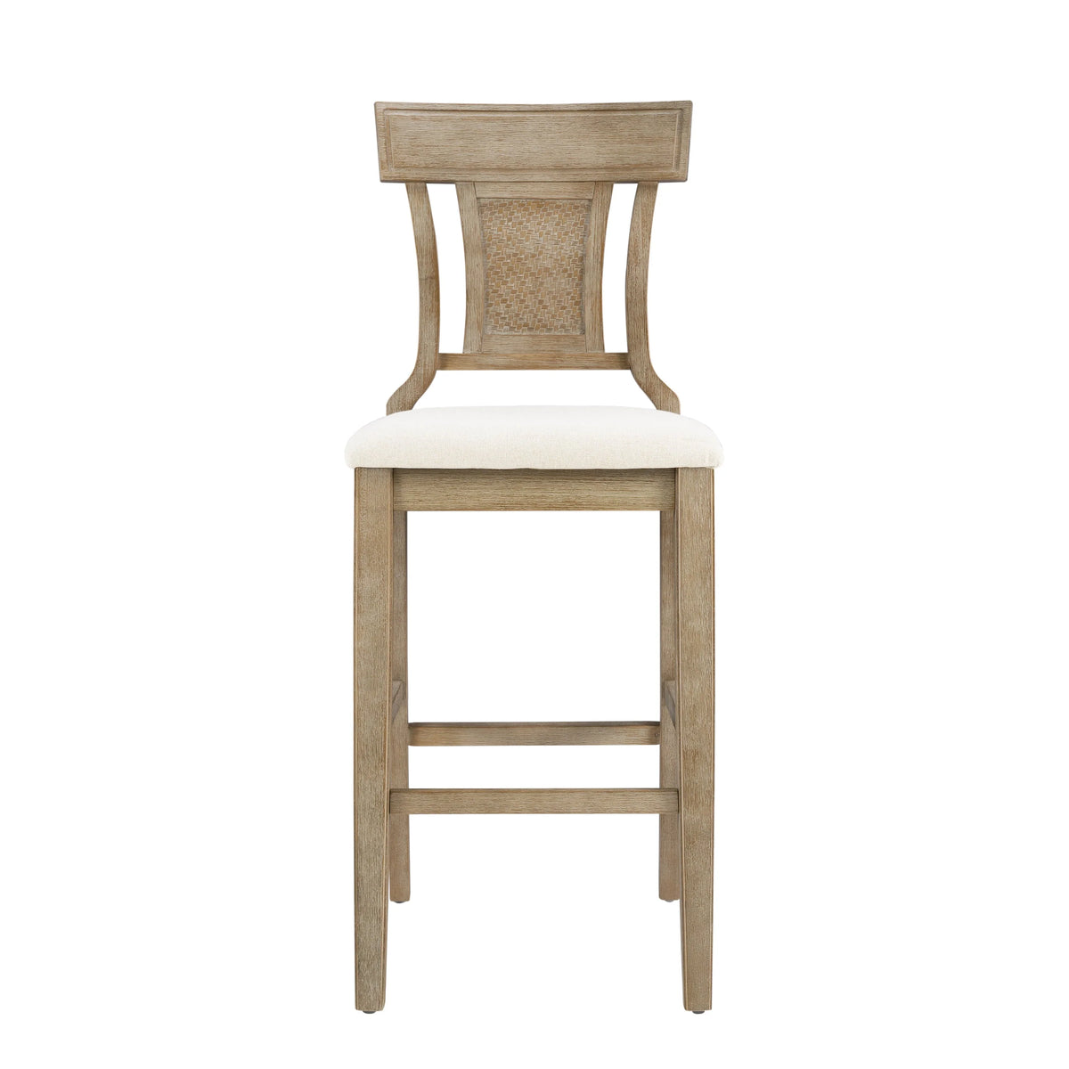 Linon Bar Stool 30 inch Rustic Brown Finish With Beige Fabric - Rylan