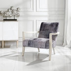 Bailey Street Home Gate House Mews 31 inch Accent Chair Charcoal/Gray/Blue Chenille/Natural Off-White Finish - 208-Bel-4361897