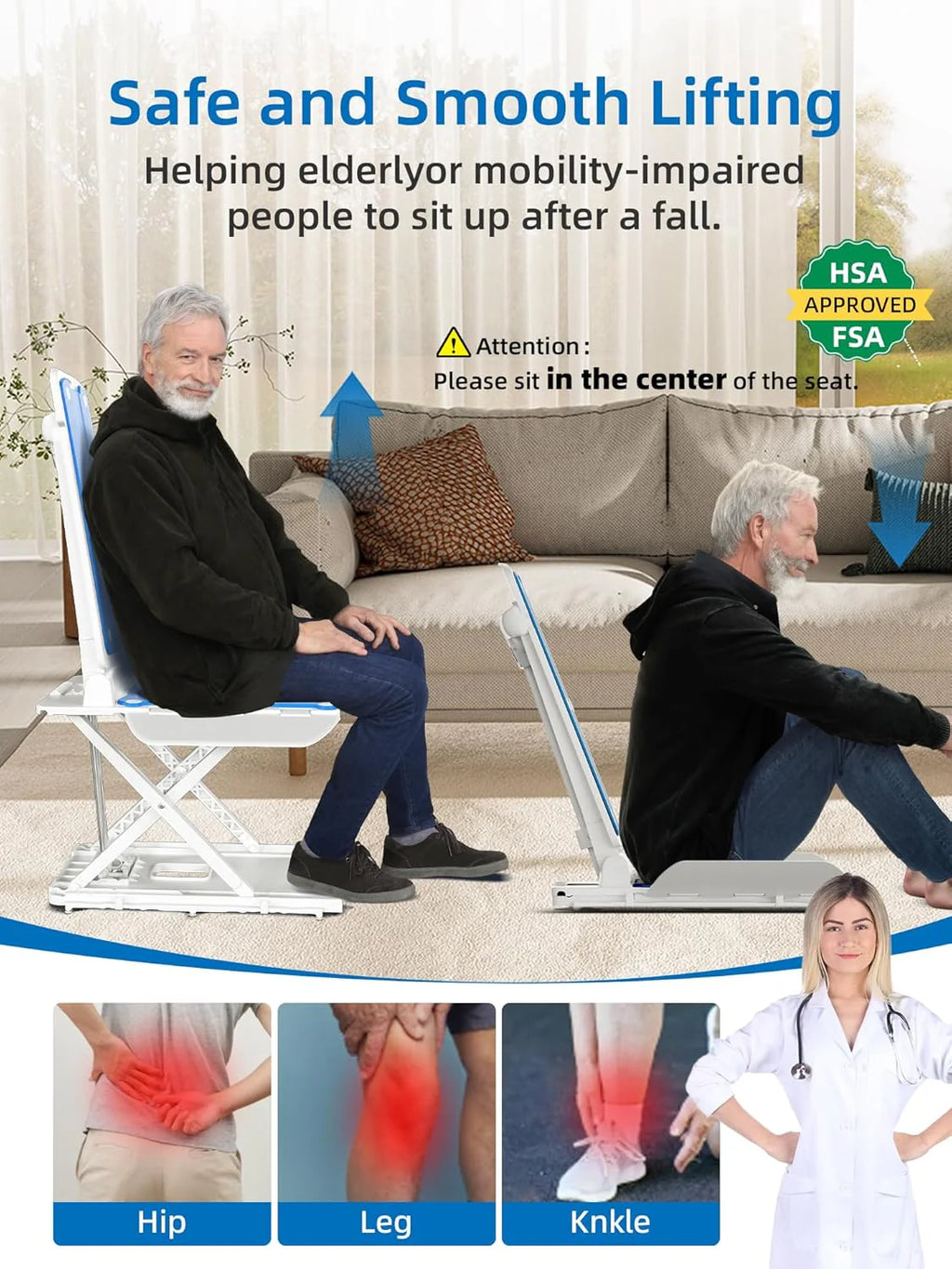 PPOLB Electric Chair Lift For Elderly, 308 lbs Support, Waterproof, Foldable
