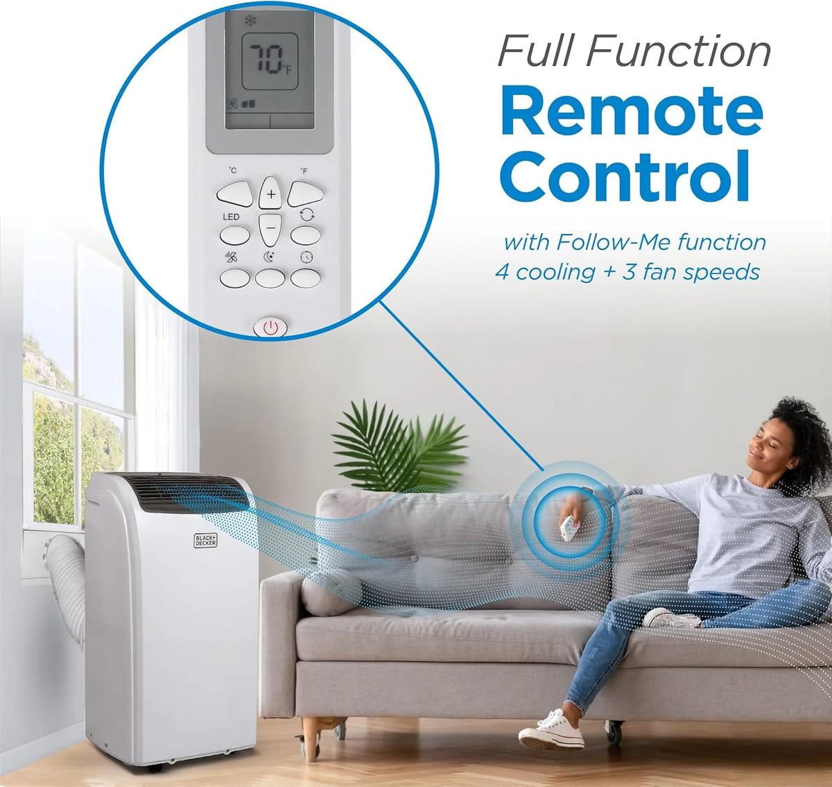 BLACK+DECKER Portable Air Conditioner 10,000 BTU for Rooms up to 450 Sq. Ft., White