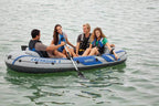Intex Excursion 4 Inflatable Raft Set With 2 Transom Mount 8 Speed Trolling Motors