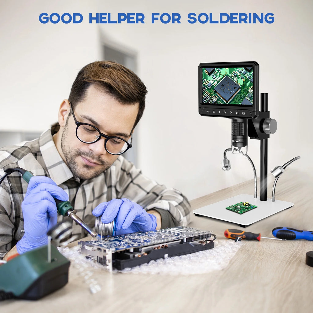 BEBANG LCD Digital Microscope, 7 inch 50X-1200X With 32GB TF Card