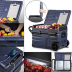 BODEGA 12 Volt 37 Qt Dual Zone Portable Car Refrigerator Freezer - Dark Blue and Black