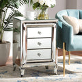 Baxton Studio Pauline Mirrored 3-Drawer End Table