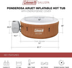 2-4 Person Inflatable Hot Tub With 120 Air Jets And Insulated Cover