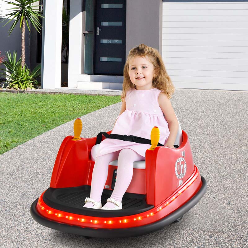 12V Toddler Battery Powered Bumper Car With Dual Joysticks And 360 Degree Spin