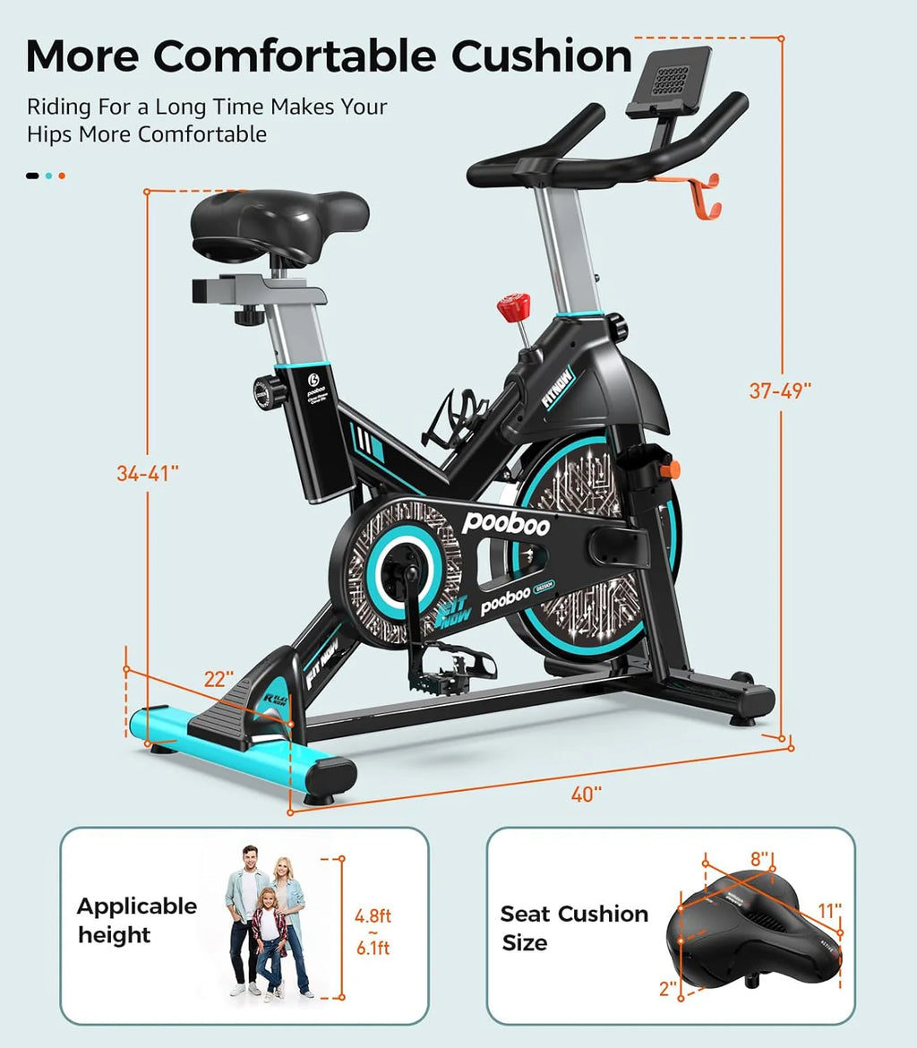 pooboo Indoor Exercise Bike With Adjustable Resistance And Belt Drive