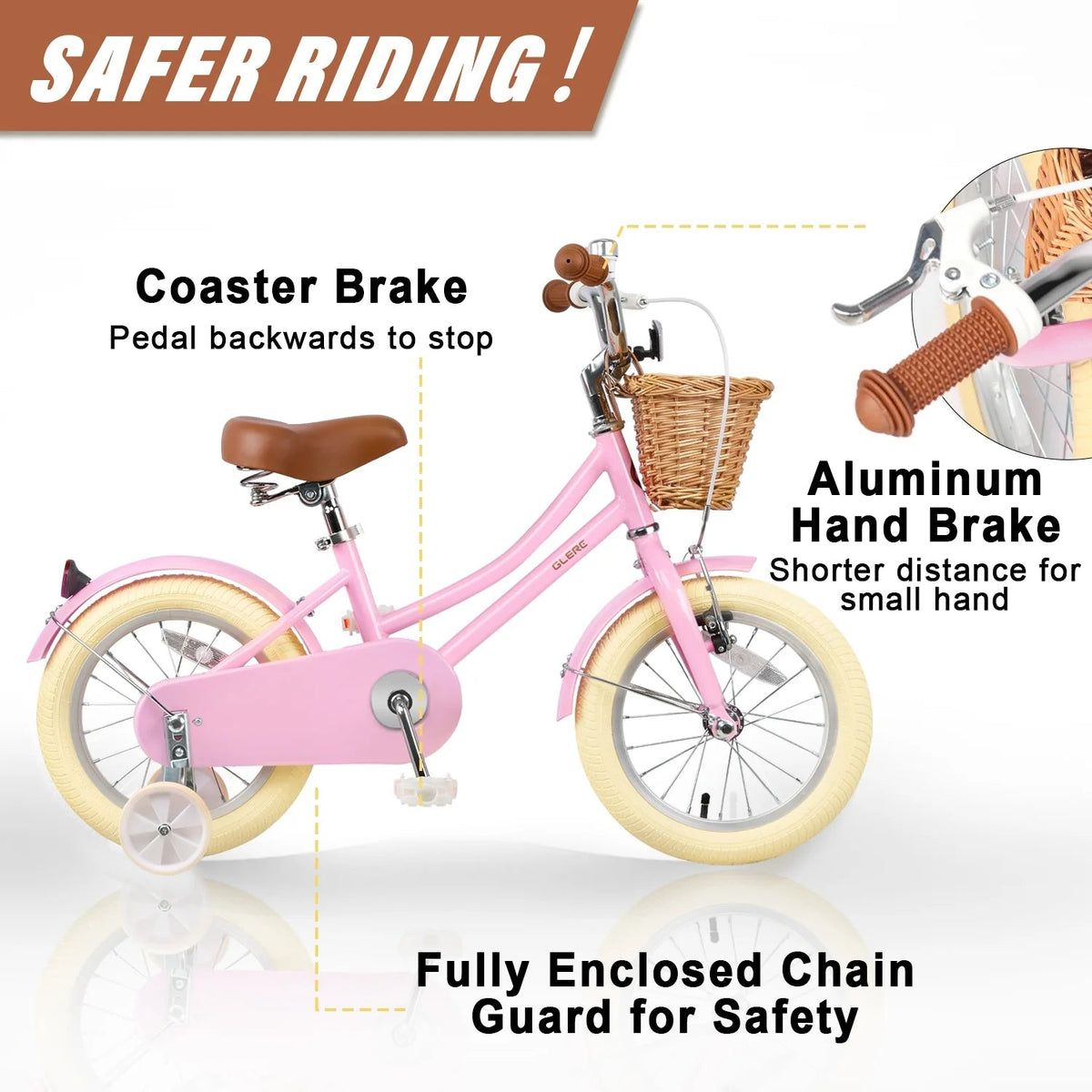 Glerc Girls' Kids' Bike, 12 inch, Pink, Ages 2-4 Years - Little Molly