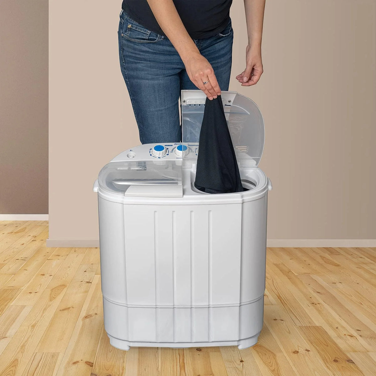 Deco Home Portable Twin Tub Washing Machine With Gravity Drainage System