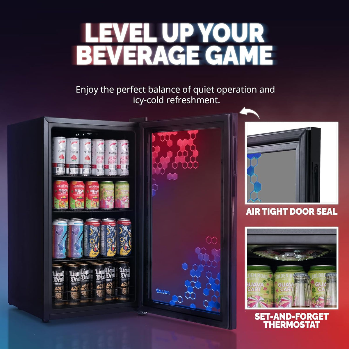 Beverage Refrigerator Cooler, 126 Cans, Right Hinge Glass Door - AB-1200