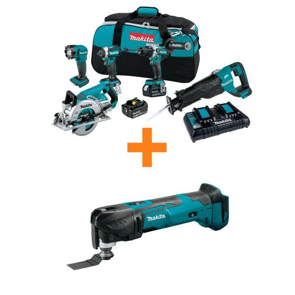 Makita 18V LXT 5.0 Ah Lithium-Ion Brushless Cordless Combo Kit With Oscillating Multi-Tool - XT507PT/XMT03Z