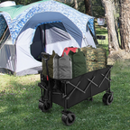 Collapsible Folding Utility Wagon Cart, 176 lbs, Adjustable 30 in - 36 in Handle