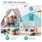 Bladeless Evaporative Cooler, 12L, 4 Ice Packs, 4 Modes, 3 Speeds, 7.5H Timer, White