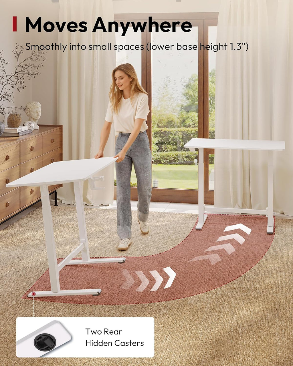 SANODESK Mobile Standing Desk With Gas-Spring Lift - 32x20, 40x24, Or 48x24 One-Piece Desktop