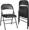 Vinyl Padded Folding Chairs 2 Pack, Black, 18.11 x 18.11 x 29.5 in