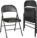 Vinyl Padded Folding Chairs 2 Pack, Black, 18.11 x 18.11 x 29.5 in