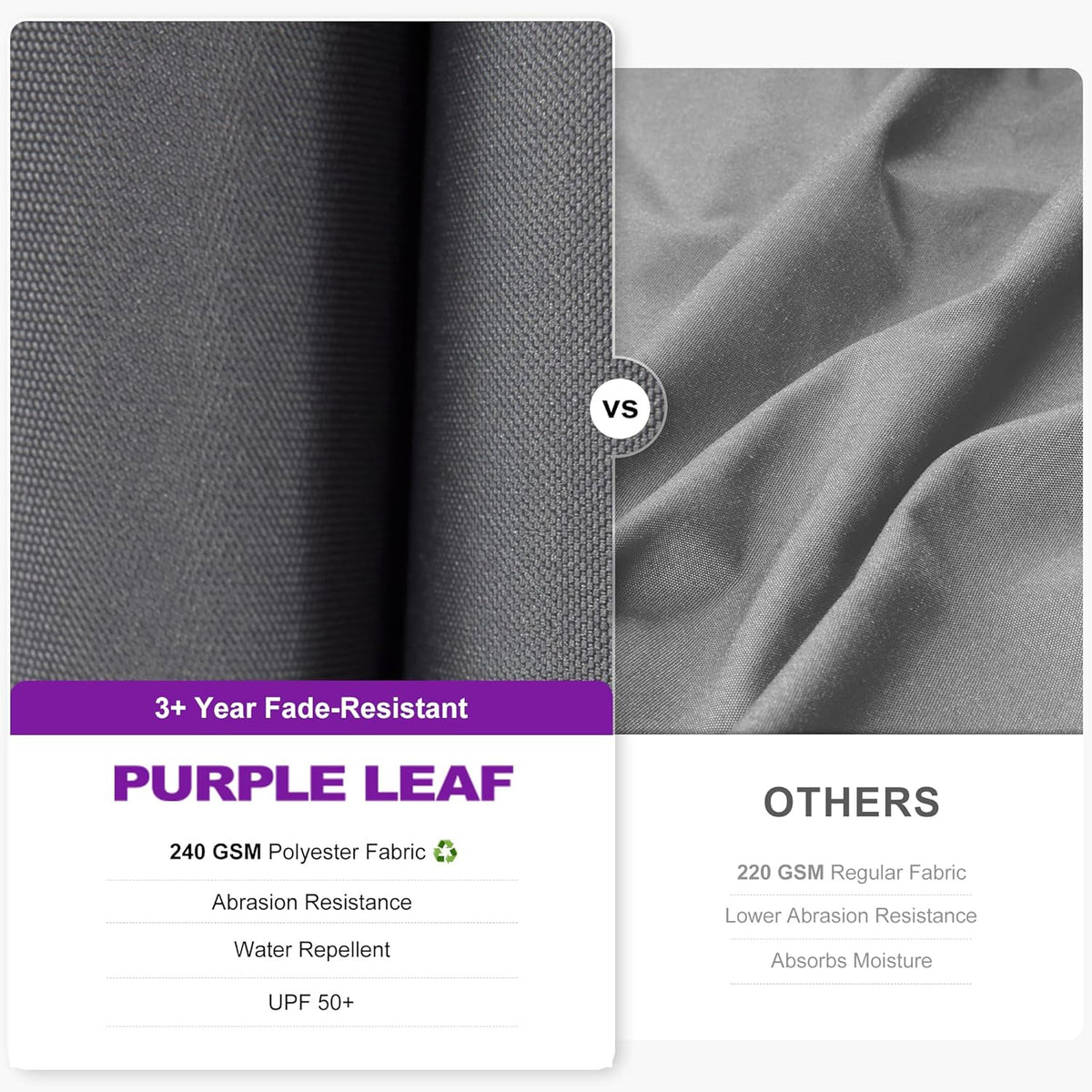 PURPLE LEAF Cantilever Patio Umbrella 9.8' X 9.8' Light Grey