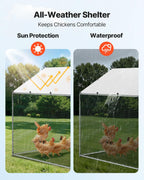 VEVOR Walk-In Metal Chicken Coop With Cover, 19.7 x 9.8 x 6.5 ft, Spire Roof And Security Lock