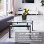 SEGMART Glass Coffee Table With Lower Shelf, 39.4 x 24 x 17.7 in - L5509