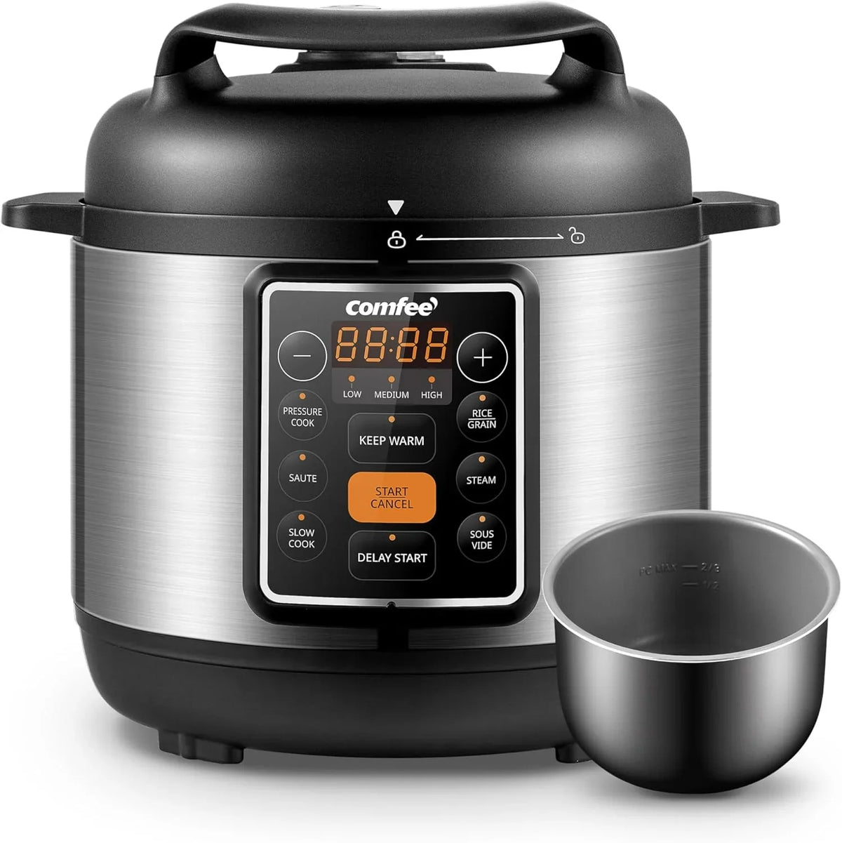 COMFEE 16-in-1 Electric Pressure Cooker, 8 Quarts, Black