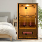 2-Person Red Light Far Infrared Indoor Sauna, 1750W/110V, Canadian Hemlock, 41.33in x 47.24in x 74.80in