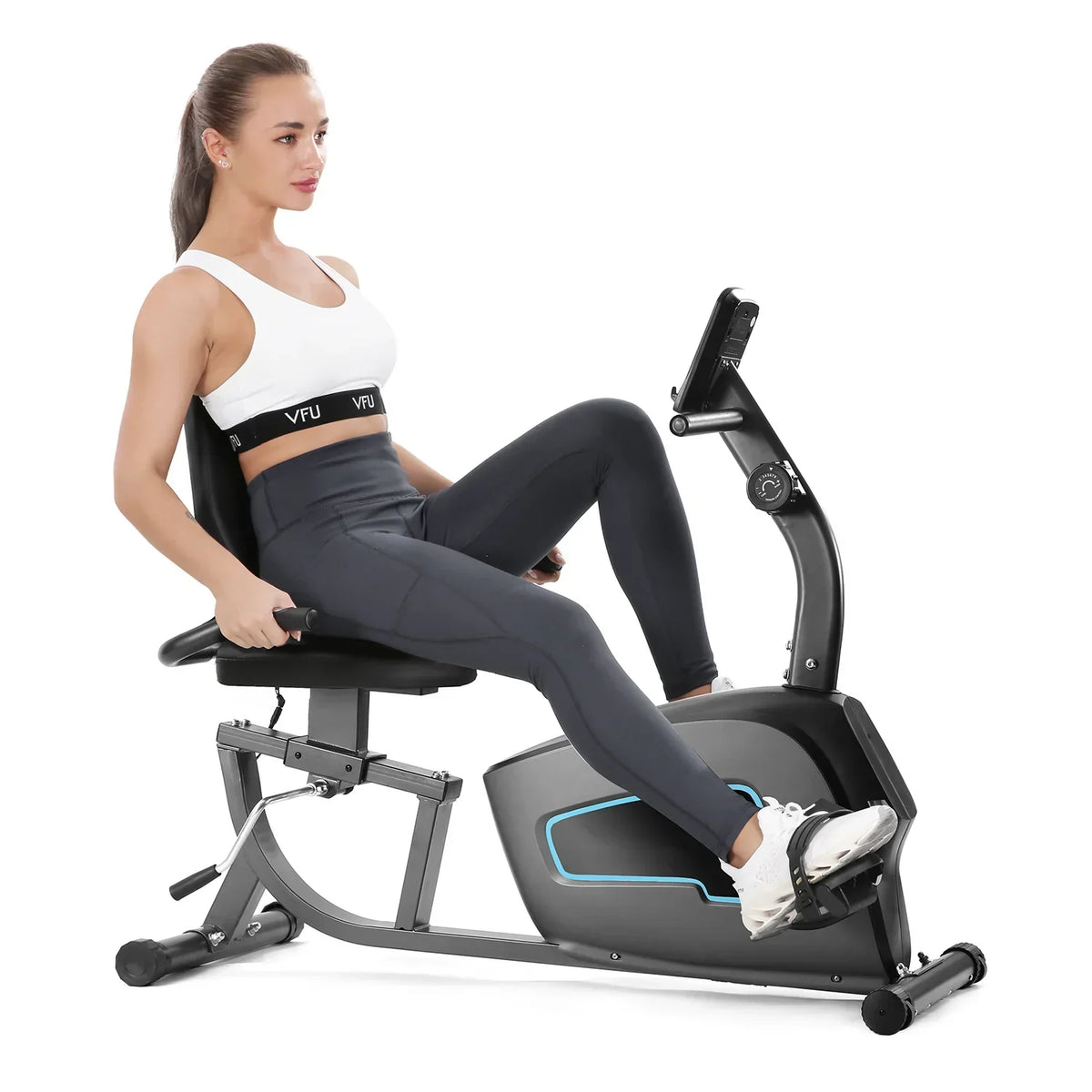 Recumbent Exercise Bike With Pulse Monitor And Tablet Holder - 8-Level Magnetic Resistance, 300 lbs Capacity