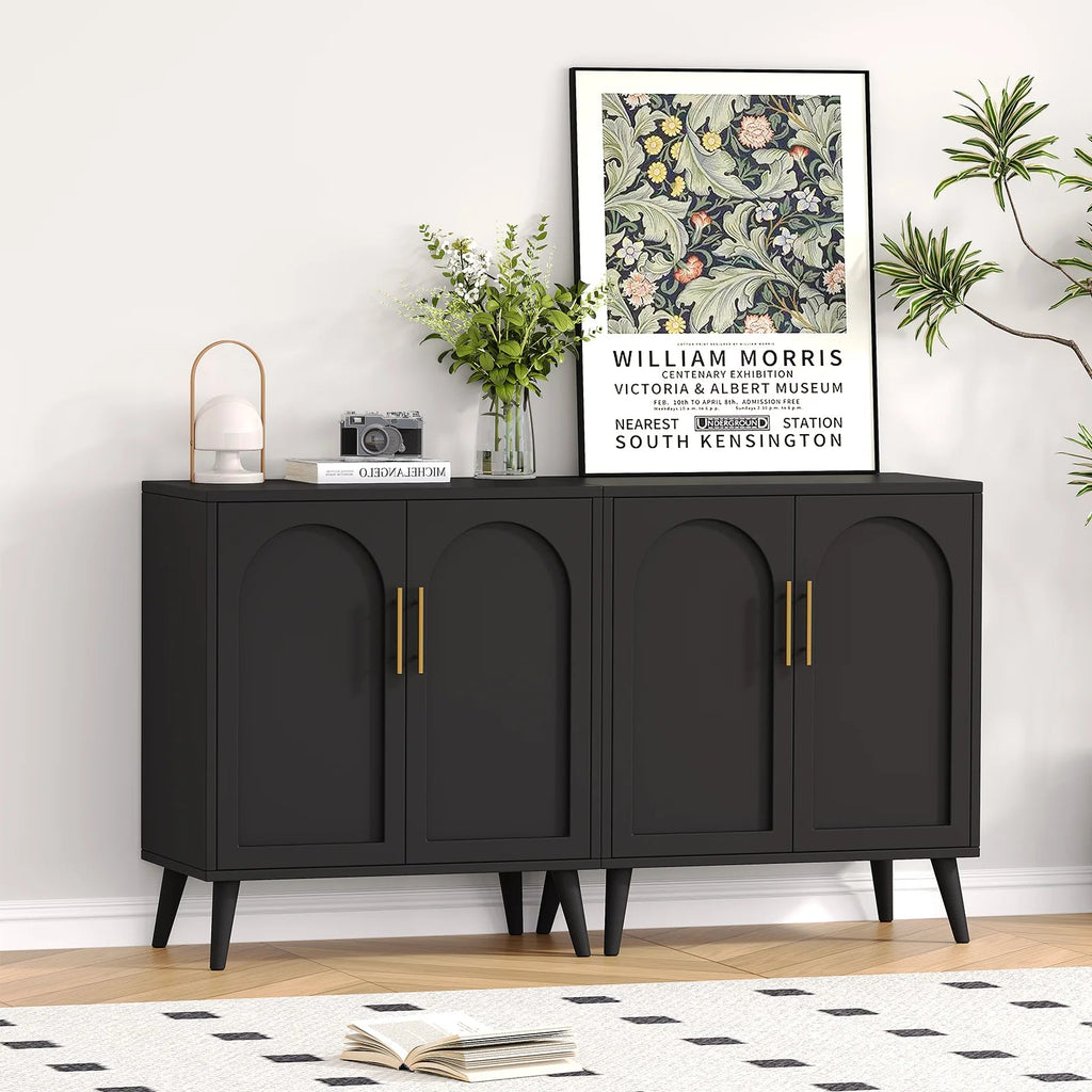 Rovaurx Set Of 2 Rattan Storage Cabinets With Doors