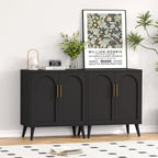 Rovaurx Set Of 2 Rattan Storage Cabinets With Doors