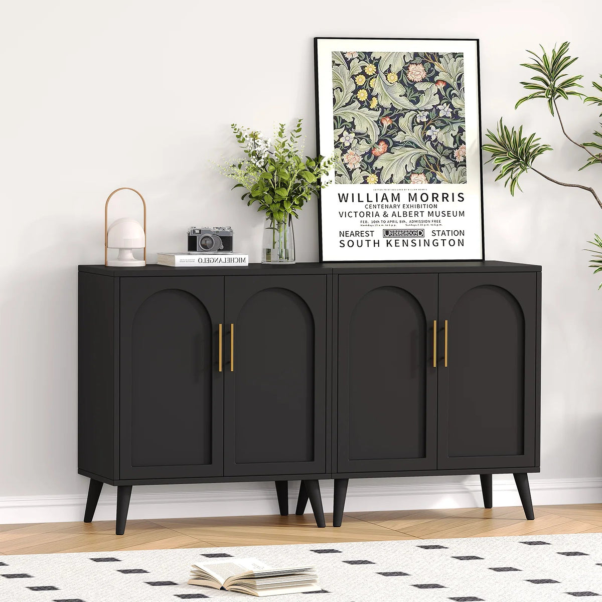 Rovaurx Set Of 2 Rattan Storage Cabinets With Doors