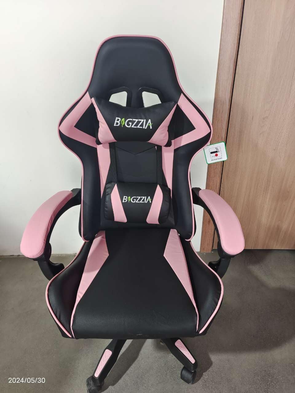 Bigzzia Gaming Office Chair With Headrest And Lumbar Support - Black/Red