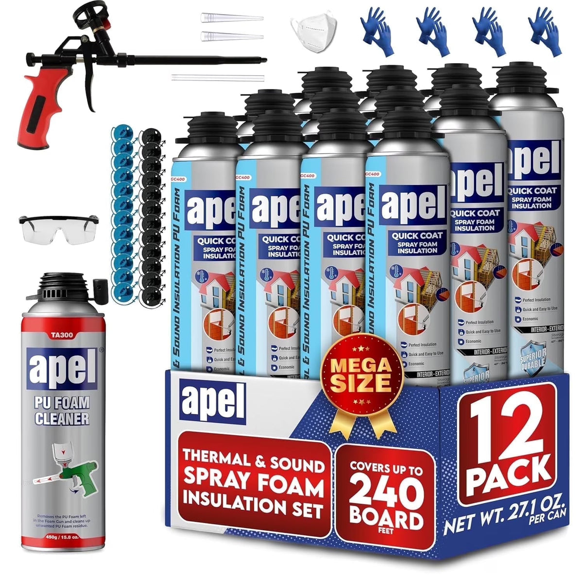 apel Spray Foam Insulation Kit, 12 x 32.80 oz / 240 Bd ft - 12 Pack