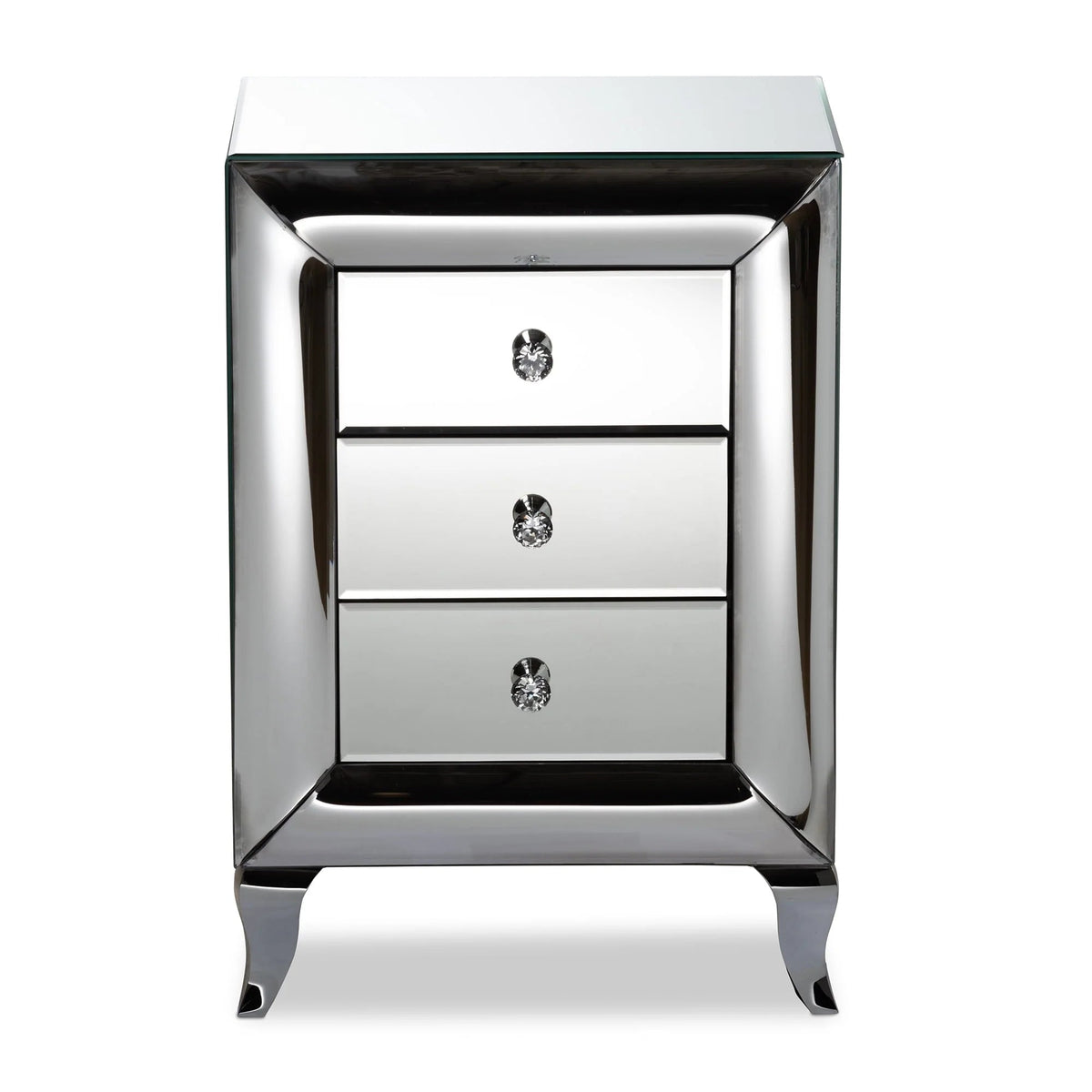 Baxton Studio Pauline Mirrored 3-Drawer End Table