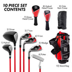 PGA Tour Right-Handed 10-Piece Kids Golf Club Stand Bag Set, Ages 8-12, Player Height 4ft 8in - 5ft 2in