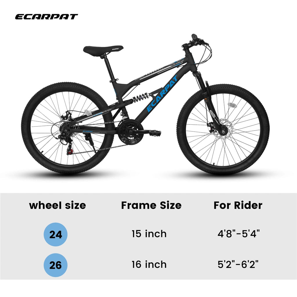 26 Inch Full-Suspension Mountain Bike, 21-Speed, 26x16 Inch Carbon Steel Frame