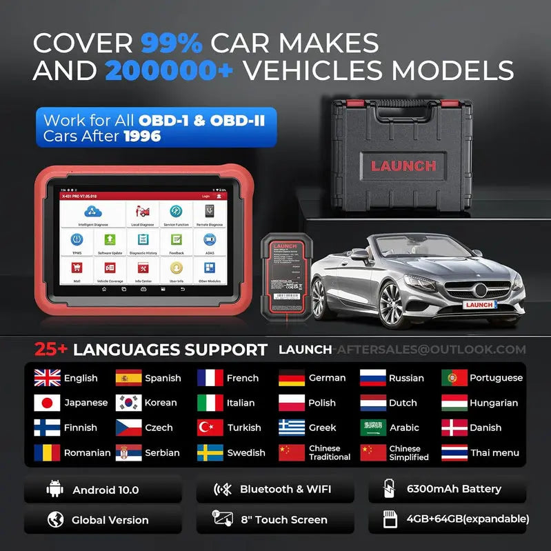 LAUNCH Advanced Scan Tool With CANFD Support, 37+ Reset Functions - X431 V+ 5.0