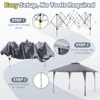 Costway Pop-Up Gazebo Outdoor Canopy Tent, 13 x 13 ft, Gray