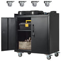 Lockable Metal Garage Storage Cabinet With Wheels, 2 Doors, 34 H X 30.3 L X 18 W - Garage Storage Cabinets