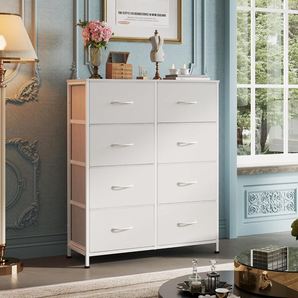 Tall Fabric Dresser With 8 Drawers, 31.7 in L x 11.7 in W x 38.6 in H