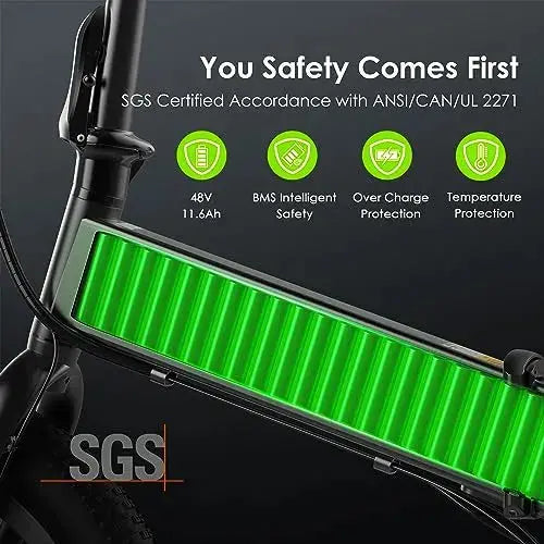 Oraimo Electric Bike, 750W-1000W Motor, 45-Mile Range, 557Wh Hidden Battery, 7-Speed Gear System