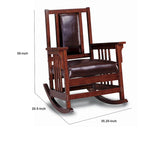 Mission Style Rocking Chair With Leather Upholstered Seat And Back - Tobacco And Dark Brown