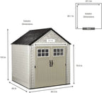 Rubbermaid Resin Outdoor Storage Shed With Floor, 7 x 7 Ft, Gray