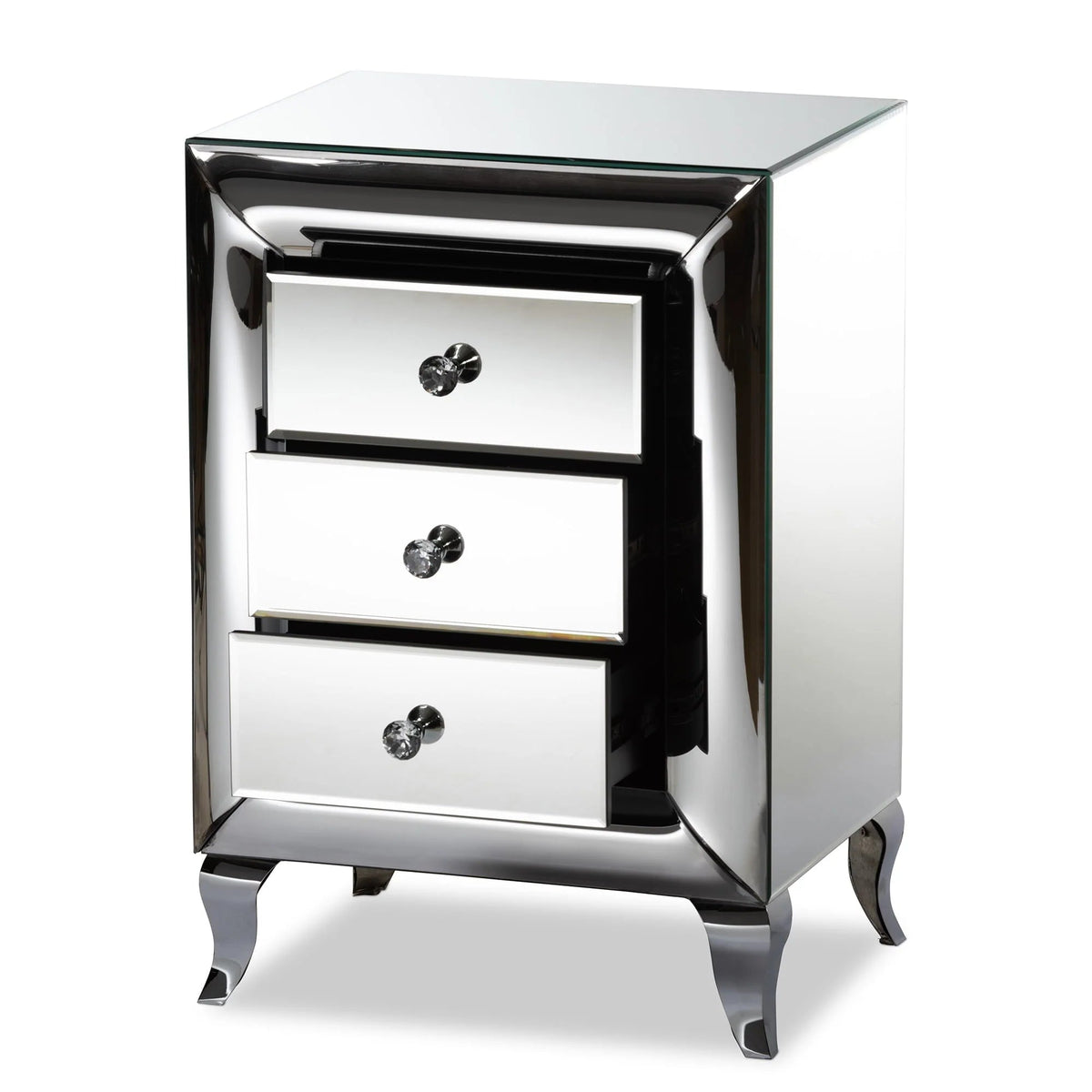Baxton Studio Pauline Mirrored 3-Drawer End Table
