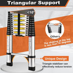 HBTower Telescoping Extension Ladder, Aluminum, 12.5 FT, 330 lbs Capacity, 2 Triangle Stabilizers