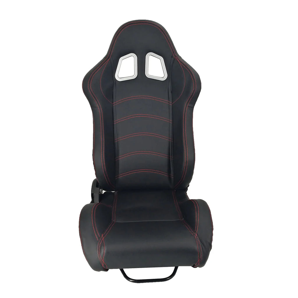 PVC Single Adjuster Double Track Racing Seats, Black - Pair