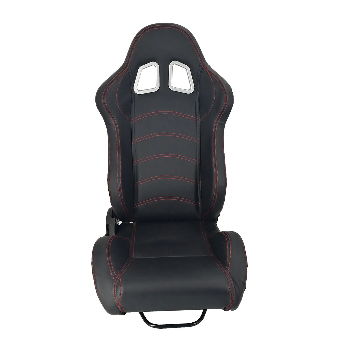 PVC Single Adjuster Double Track Racing Seats, Black - Pair