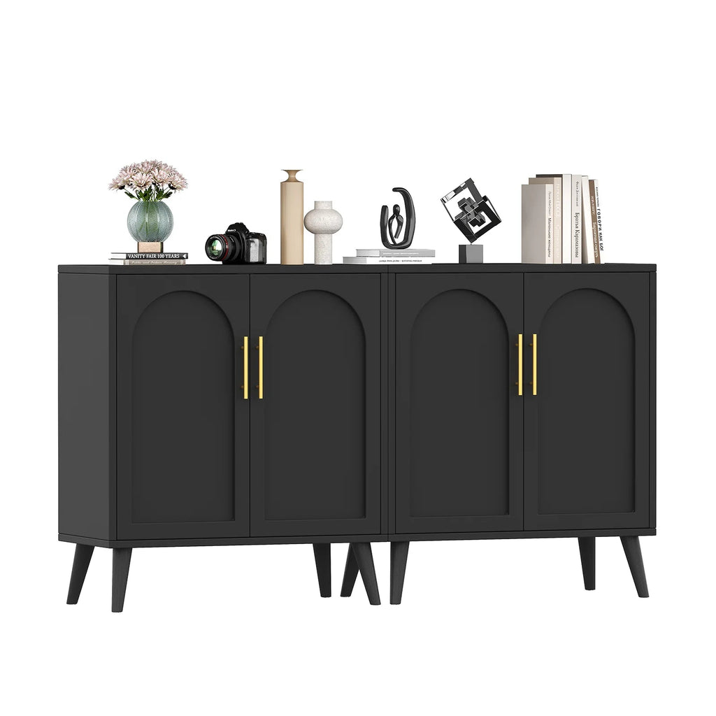 Rovaurx Set Of 2 Rattan Storage Cabinets With Doors