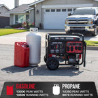DuroStar Dual Fuel Portable Generator, 13,000-Watt, 500cc - DS13000MX