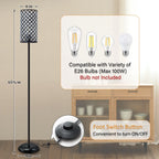 Natyswan Crystal Floor Lamp With Foot Switch, 9 x 9 x 65.7 in, E26